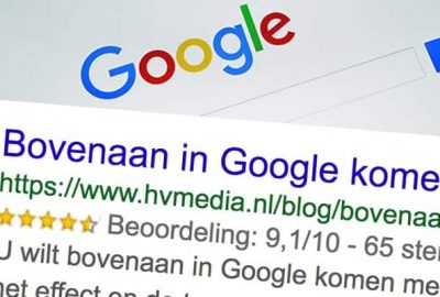 Bovenaan in Google meta data